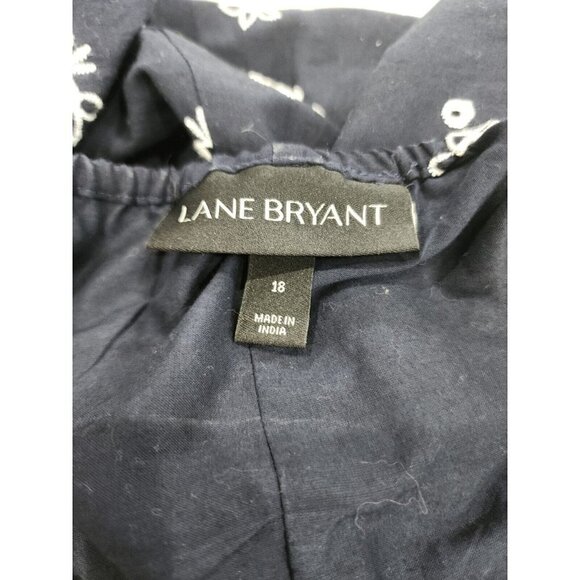 LANE BRYANT Womens top Navy Floral Off-The-Shoulder 3/4 Sleeve Peplum Blouse 18 - Picture 5 of 7